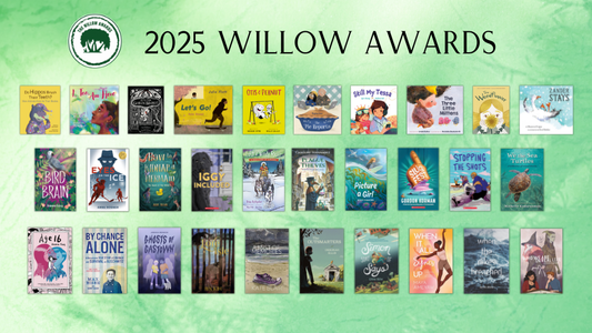 Digital graphic. Text reads "2025 Willow Awards." Book cover images of the nominees are featured.