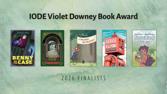 Digital graphic featuring the cover images of the five finalists. Text reads "IODE Violet Downey Book Award. 2026 Finalists."