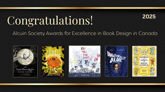 Digital graphic featuring cover images of winners and honourable mentions. Text reads "Congratulations! Alcuin Society Awards for Excellence in Book Design in Canada 2025."