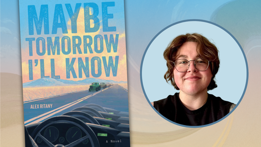 Digital graphic with photo of Alex Ritany and cover of Maybe Tomorrow I'll Know