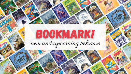 Digital graphic featuring cover images. Text reads "Bookmark! New and upcoming releases."