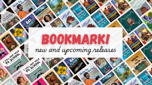 Digital graphic featuring cover images. Text reads "Bookmark! New and upcoming releases."
