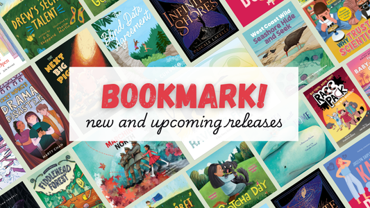 Digital graphic featuring cover images. Text reads "Bookmark! New and upcoming releases."