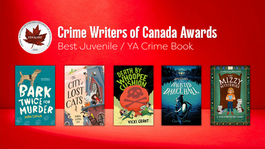 Digital graphic featuring the cover images of the shortlisted titles. Text reads "Crime Writers of Canada Awards. Best Juvenile / YA Crime Book."