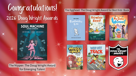 Digital graphic. Text reads "Congratulations! 2026 Doug Wright Awards." Featured are the cover images of the shortlisted titles.