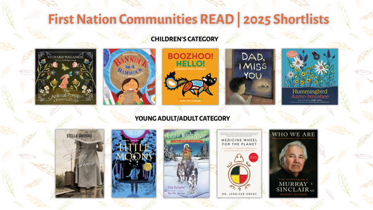 Digital graphic. Text reads "First Nation Communities READ | 2025 Shortlists." Featured are the cover images of the 10 finalists.