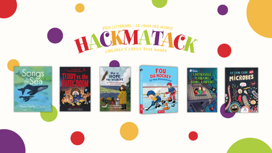 Digital graphic featuring the cover images of the winning titles. Text reads "Hackmatack Children's Choice Book Award."
