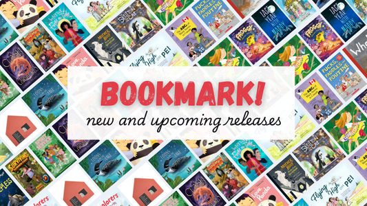 Digital graphic featuring a collage of book covers. Text reads "Bookmark! New and upcoming releases."
