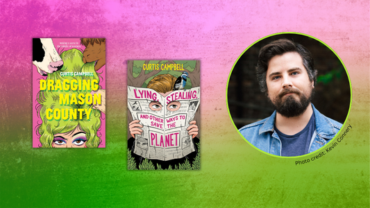 Digital graphic featuring the cover images, as well as a photo of author Curtis Campbell.