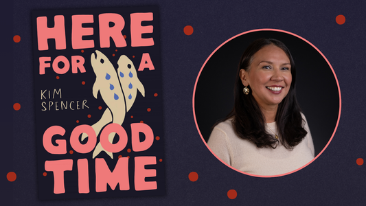 Digital graphic with photo of Kim Spencer