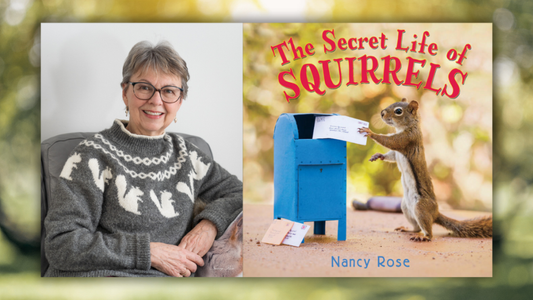 Digital graphic featuring photo of author-photography Nancy Rose.