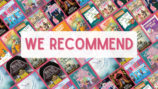 Digital graphic featuring a collage of cover images. Text reads "We Recommend."