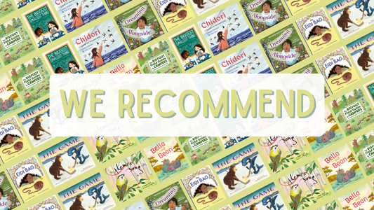 Image of multiple book covers from the list on a green background with the title "we recommend" in green.
