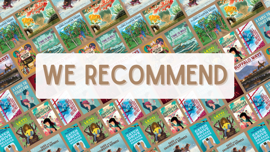 Digital graphic featuring a collage of cover images. Text reads "We Recommend."