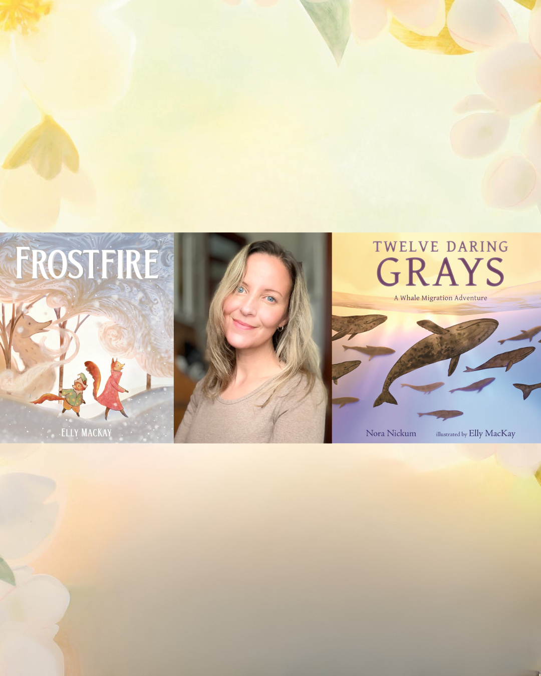 Digital graphic with photo of Elly MacKay